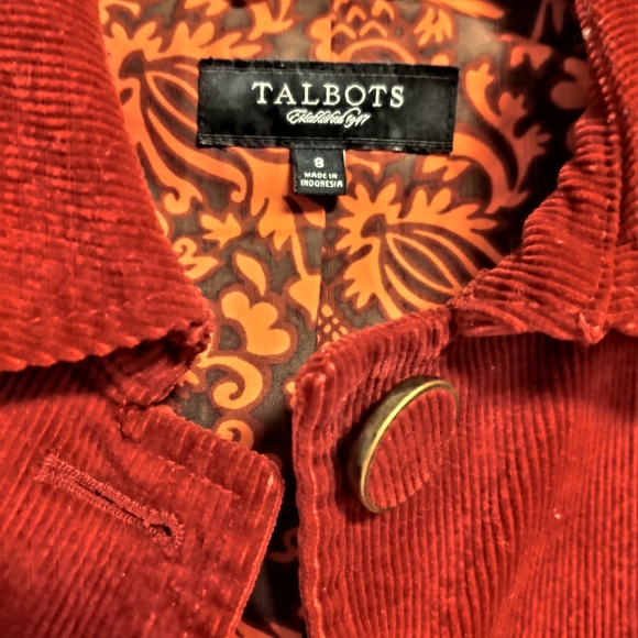 Talbots bright red corduroy button down blazer jacket - Picture 6 of 7